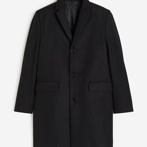 H&M Regular Fit Black Wool-Blend Coat – Mens Size XL – Like New